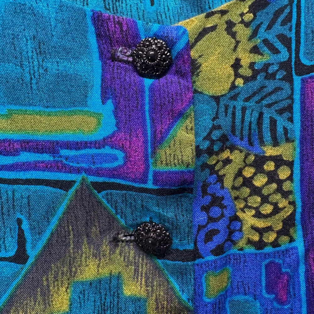 Vintage Moon Dance Wide Leg Jumpsuit Size 8 Aztec Southwestern Blue Funky Artsy - Picture 5 of 16